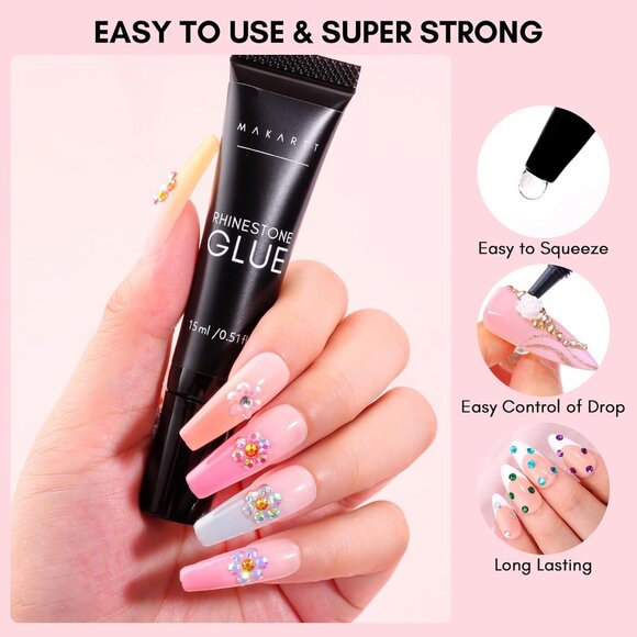 Nail Rhinestone Glue Kit: 15ml Strong Gems Adhesive Gel with 3360pcs - Picture 6 of 8